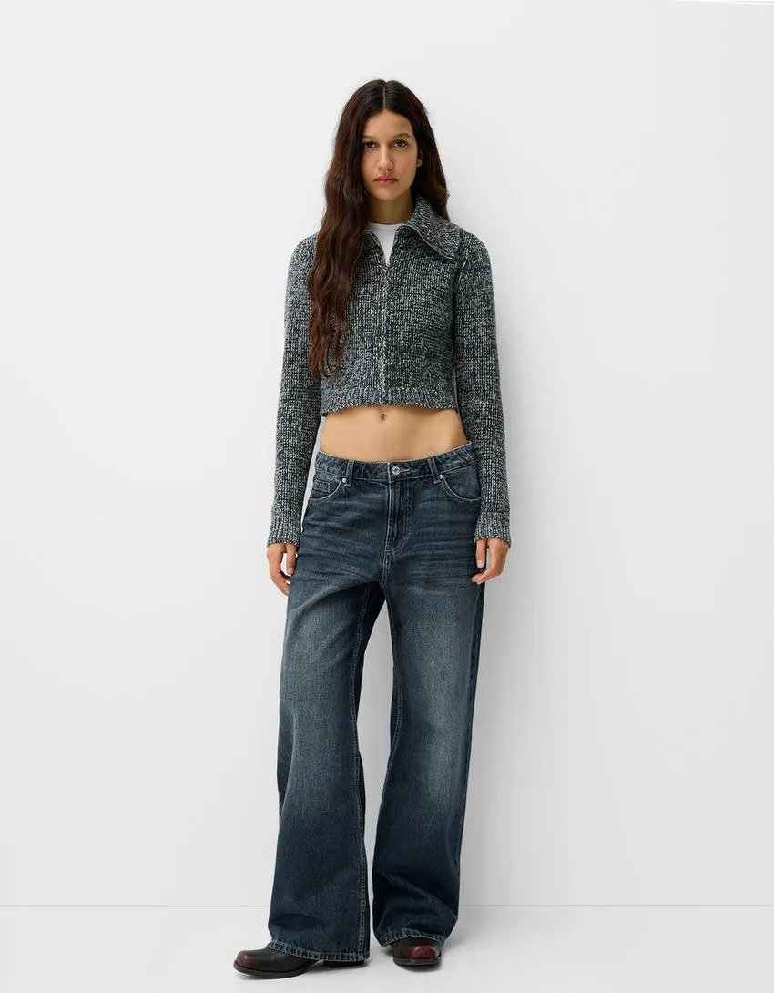 001 Bk Unisex Highwaist Green vintage wide-leg Baggy jeans