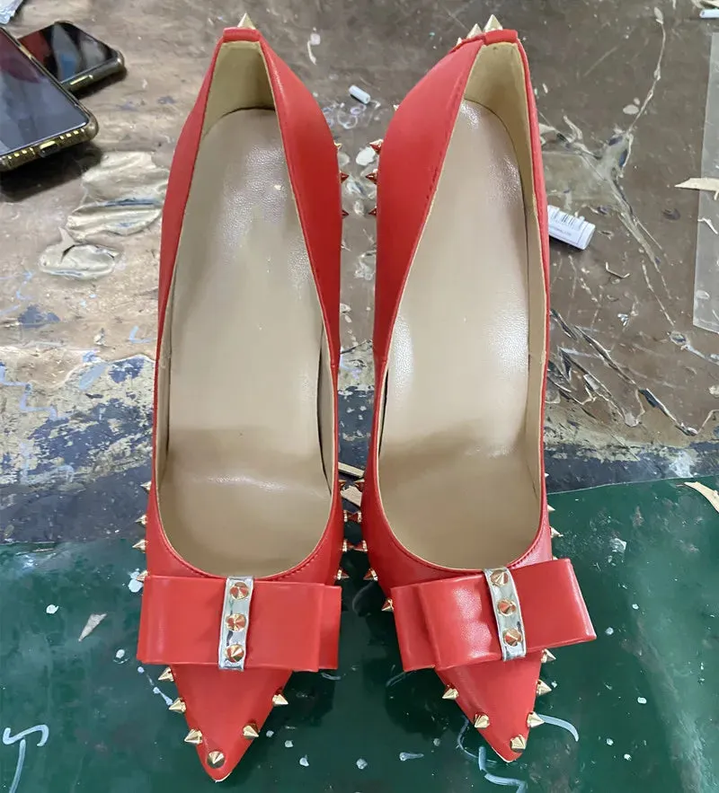 12cm high heels rivets women's pointed toe high heel shoes