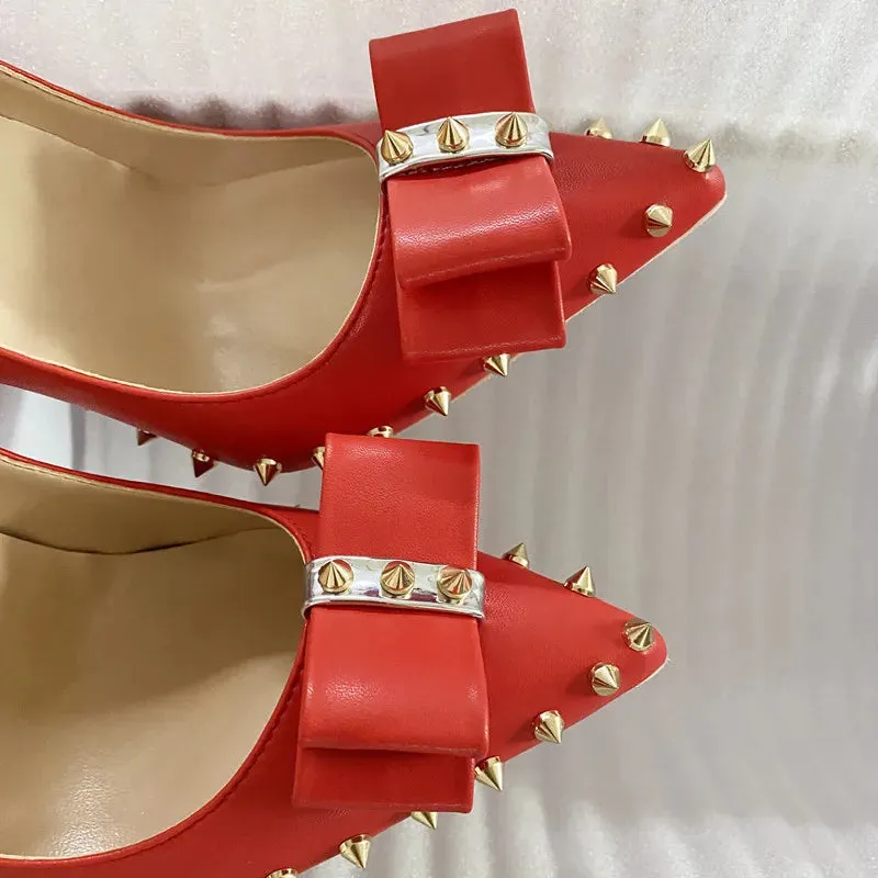 12cm high heels rivets women's pointed toe high heel shoes