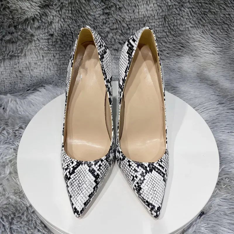 12cm snake printed design sexy female extreme high heels