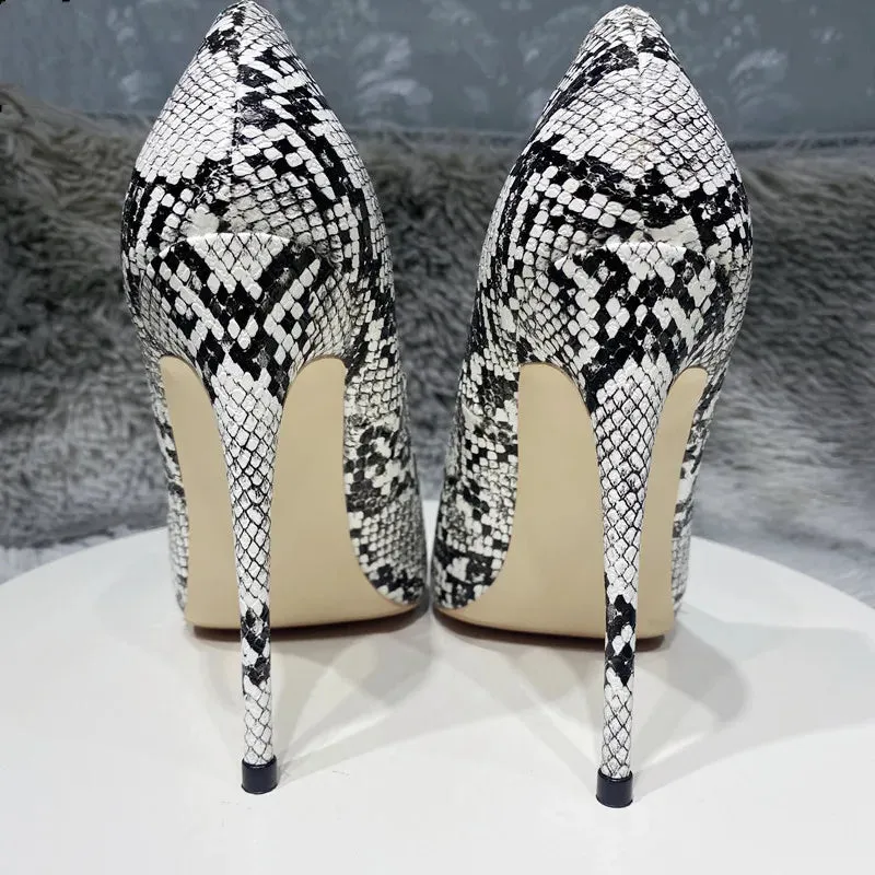 12cm snake printed design sexy female extreme high heels