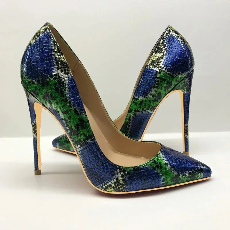 12cm women's snake shoes sexy high heels