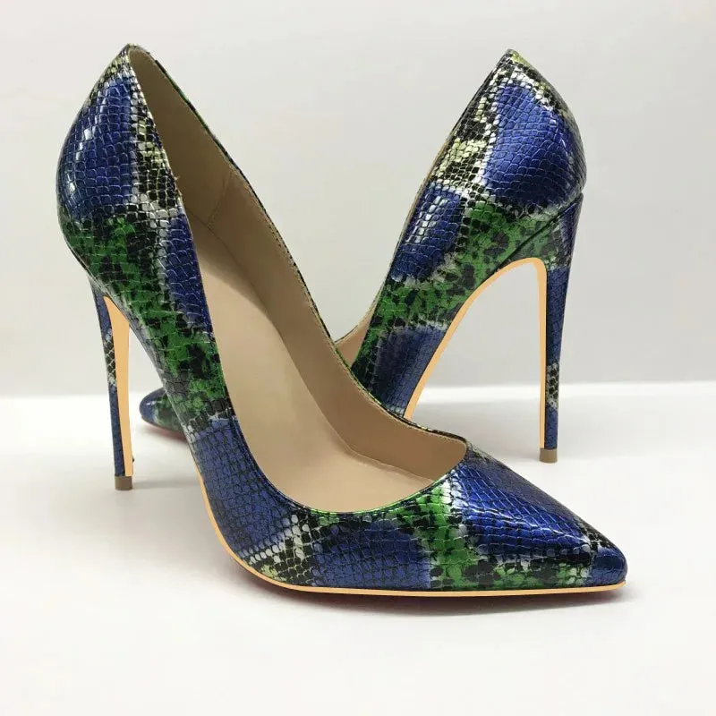 12cm women's snake shoes sexy high heels