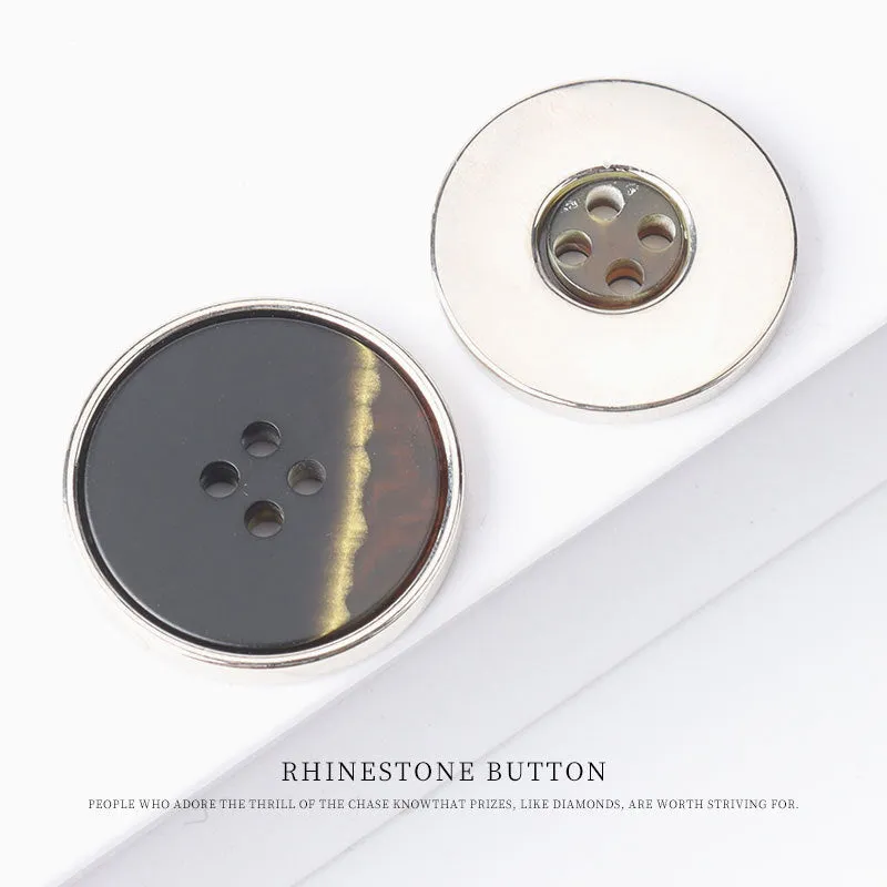 15 - 25mm Round Flat Resin Metal Four Hole Buttons for Sweaters 25 Pack