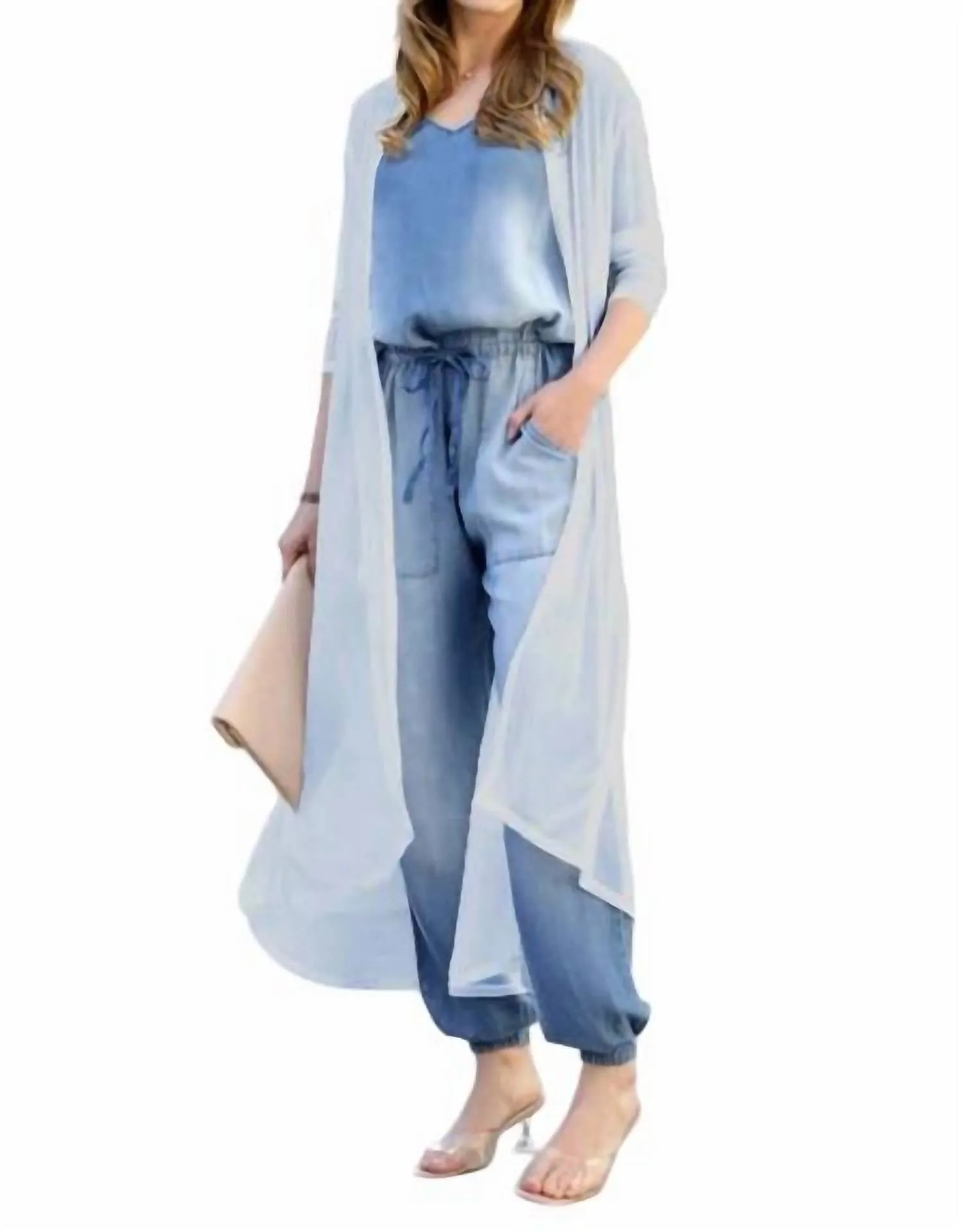 42Pops - Mesh Long Open Front Cardigan