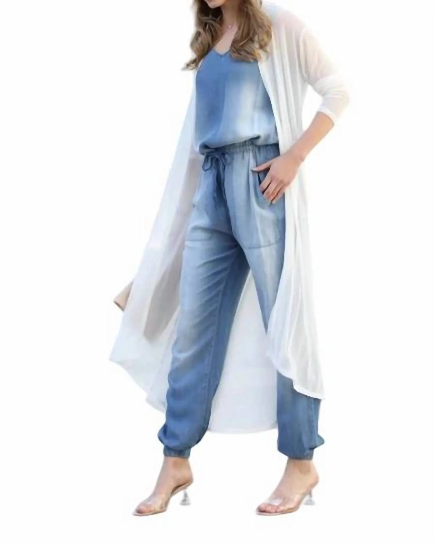42Pops - Mesh Long Open Front Cardigan