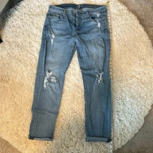7 For All Mankind Distressed Josefina Skinny Boyfriend Denim Jeans Blue Size 29