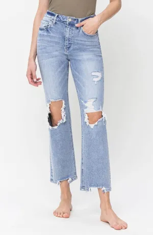 90's Super High Rise Distressed Straights