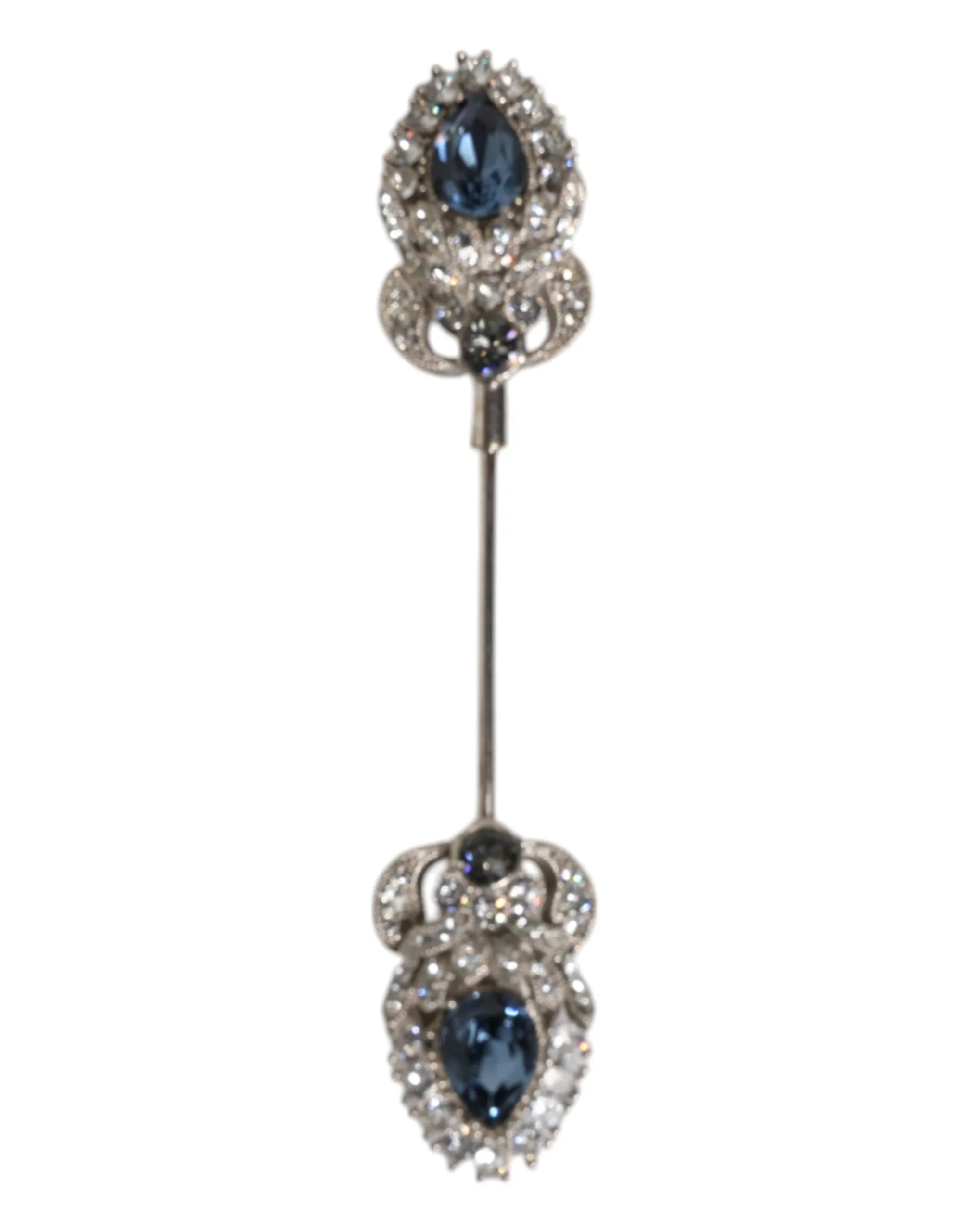 925 Sterling Silver Crystals Collar Brooch Accessory Pin