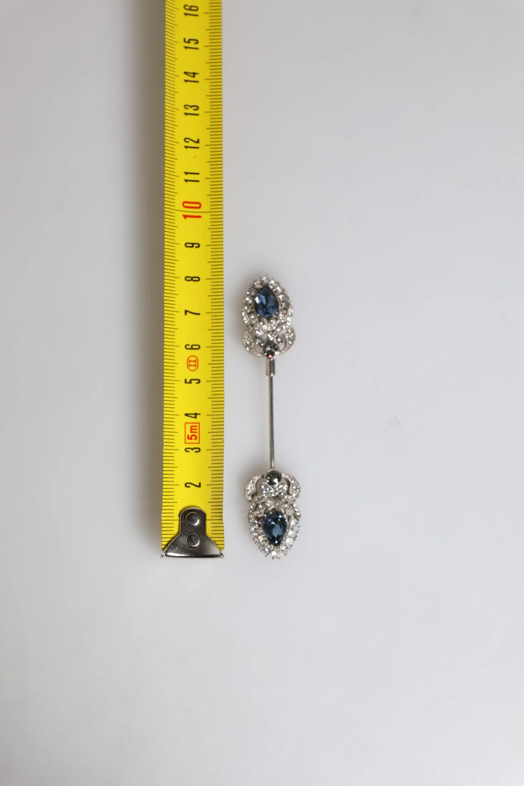 925 Sterling Silver Crystals Collar Brooch Accessory Pin