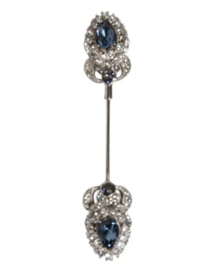 925 Sterling Silver Crystals Collar Brooch Accessory Pin