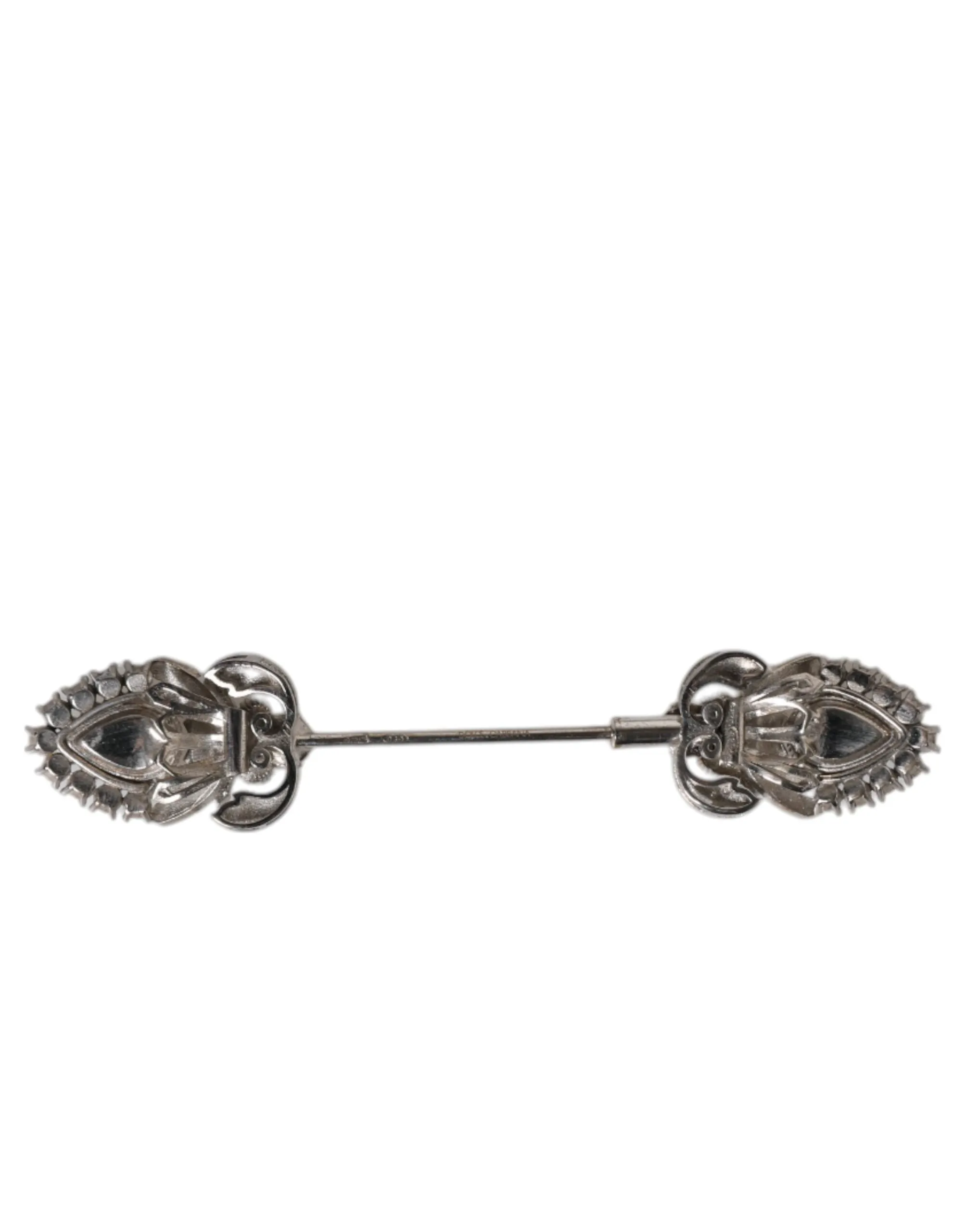 925 Sterling Silver Crystals Collar Brooch Accessory Pin
