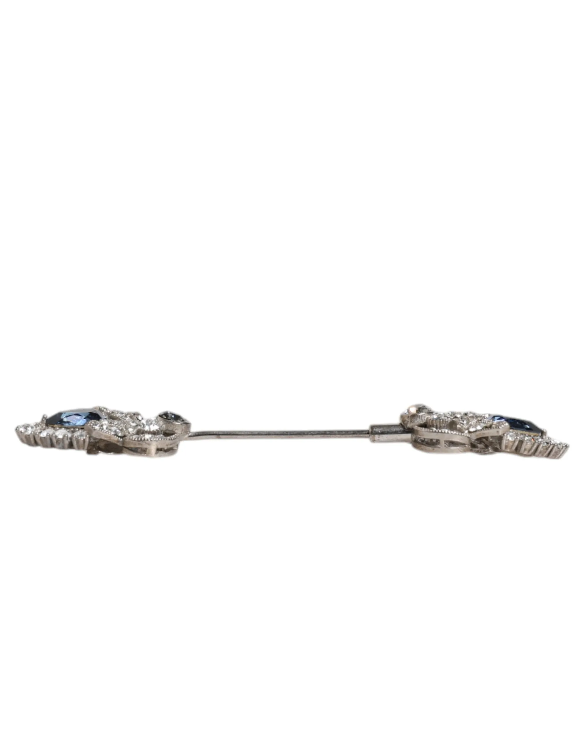 925 Sterling Silver Crystals Collar Brooch Accessory Pin