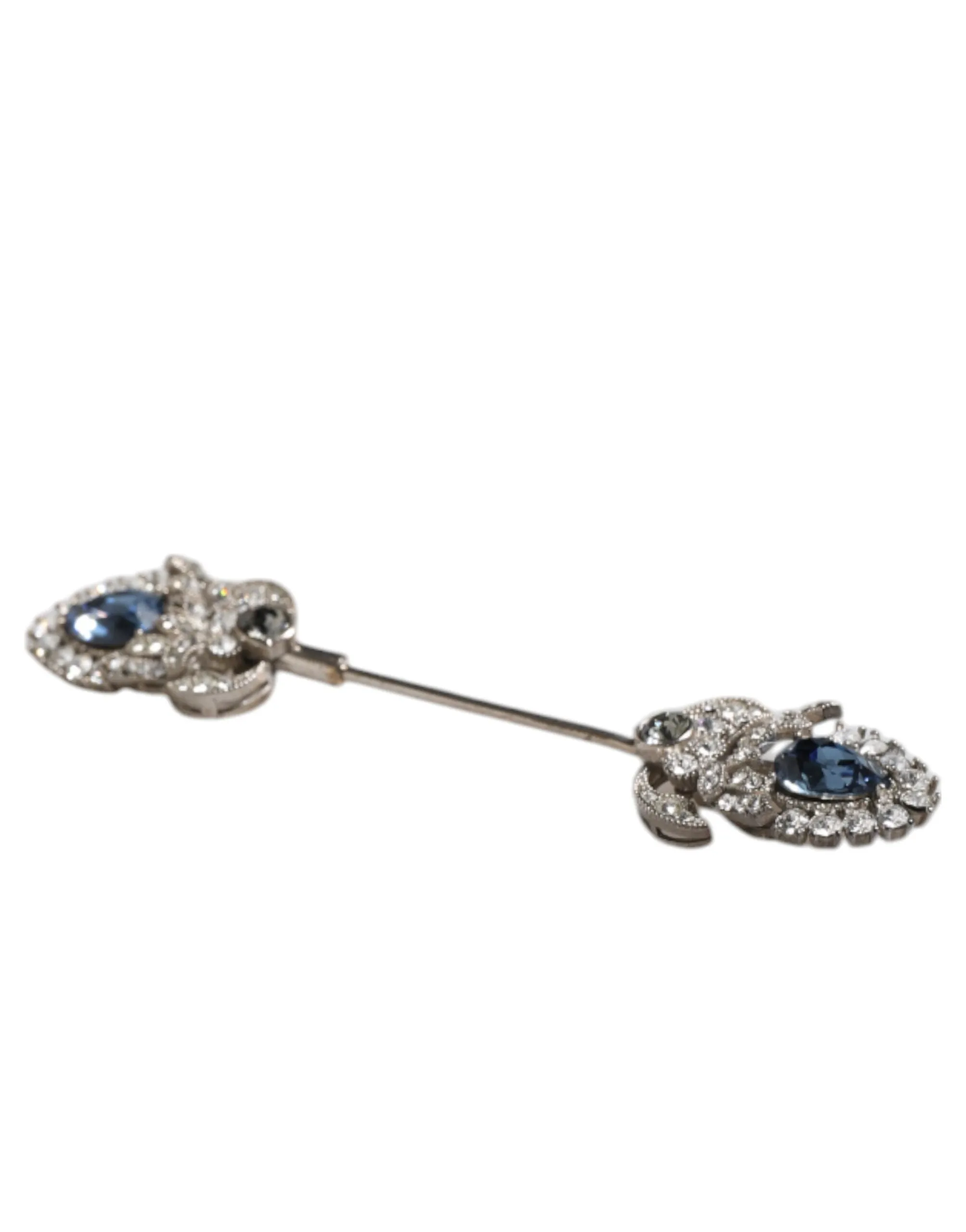 925 Sterling Silver Crystals Collar Brooch Accessory Pin