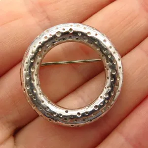 925 Sterling Silver Solid Dots Round Design Pin Brooch