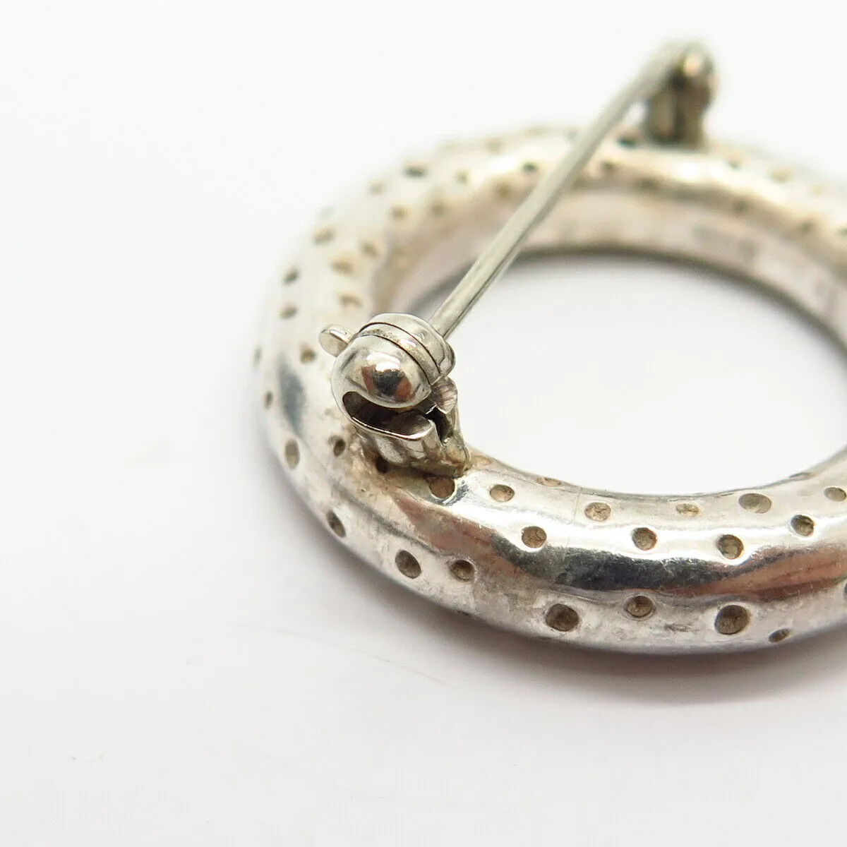 925 Sterling Silver Solid Dots Round Design Pin Brooch
