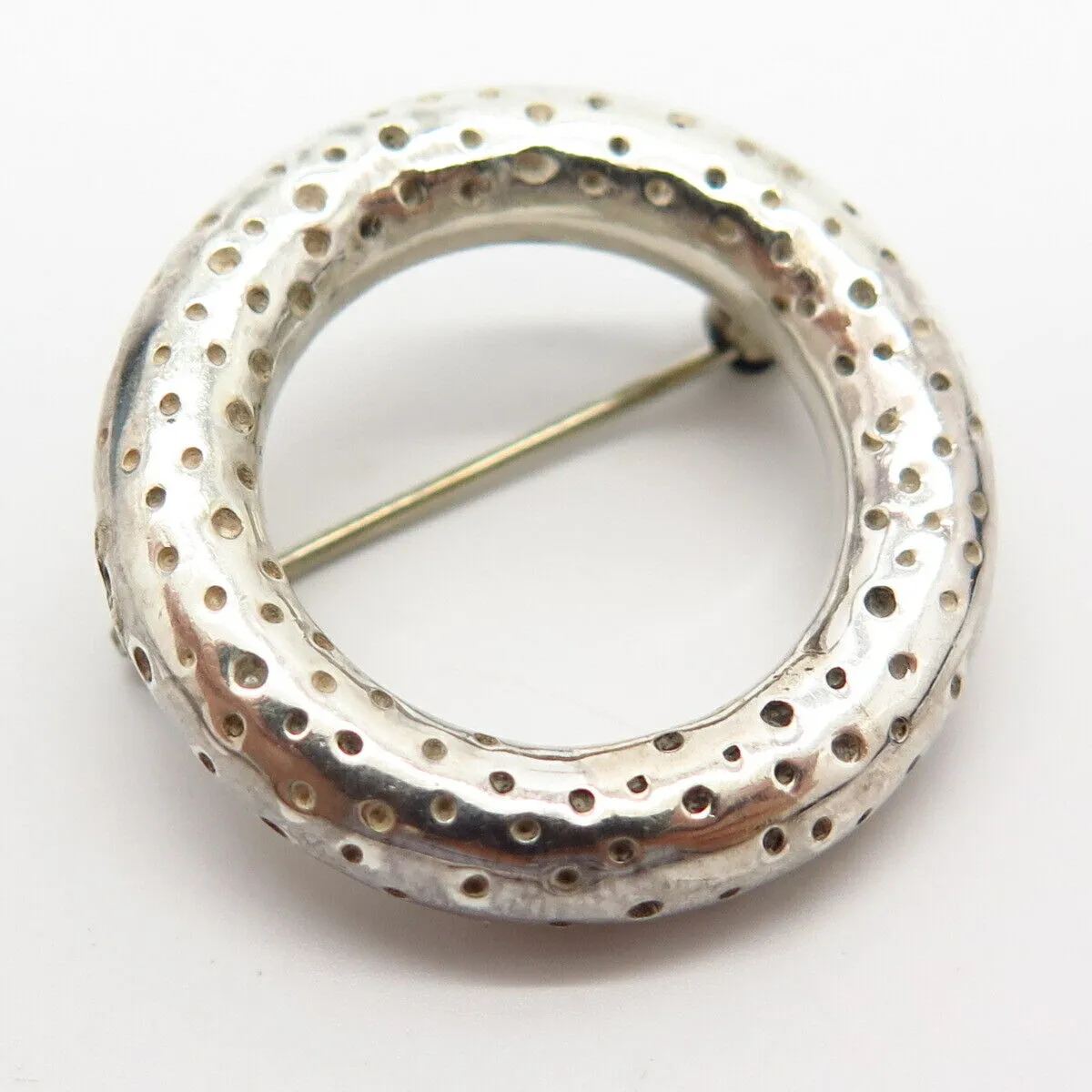 925 Sterling Silver Solid Dots Round Design Pin Brooch