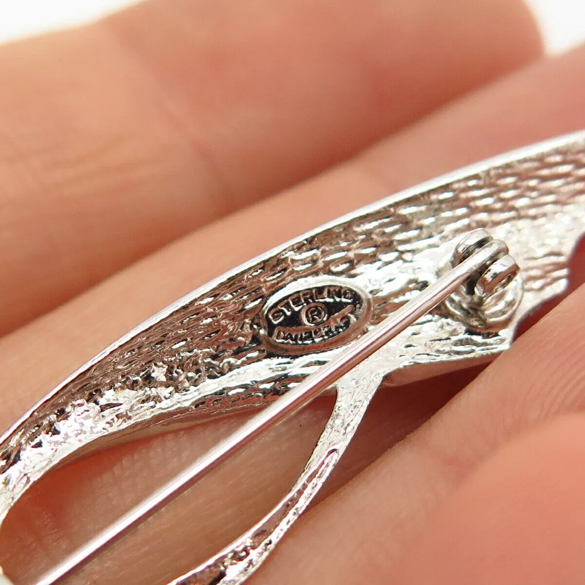 925 Sterling Silver Vintage Danecraft Curved Ribbon Design Pin Brooch