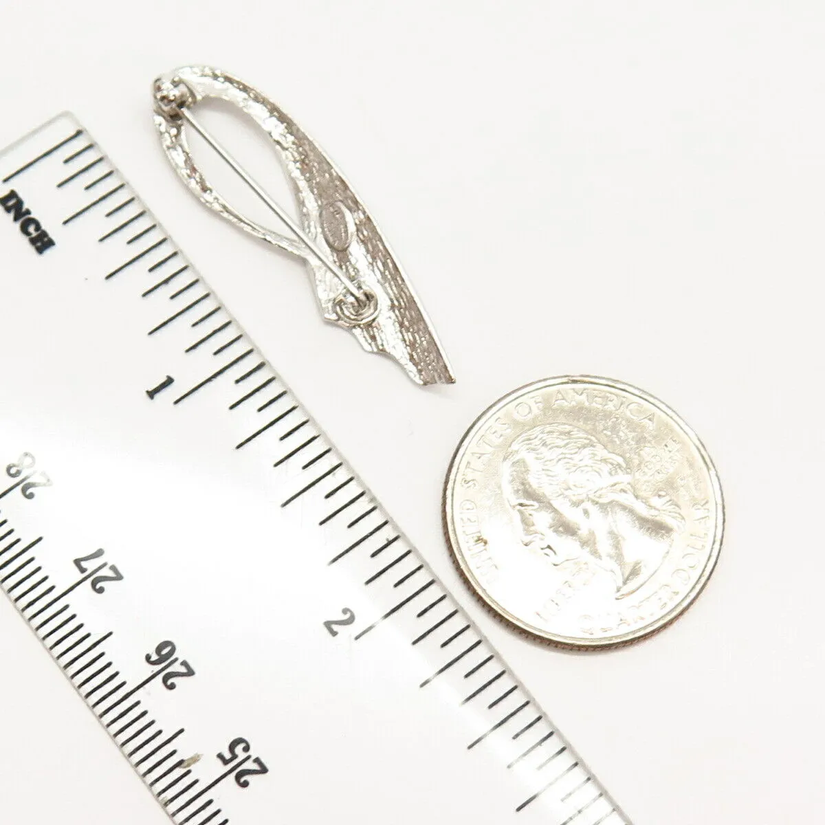 925 Sterling Silver Vintage Danecraft Curved Ribbon Design Pin Brooch