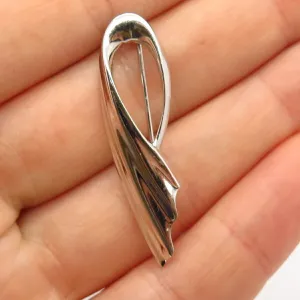 925 Sterling Silver Vintage Danecraft Curved Ribbon Design Pin Brooch