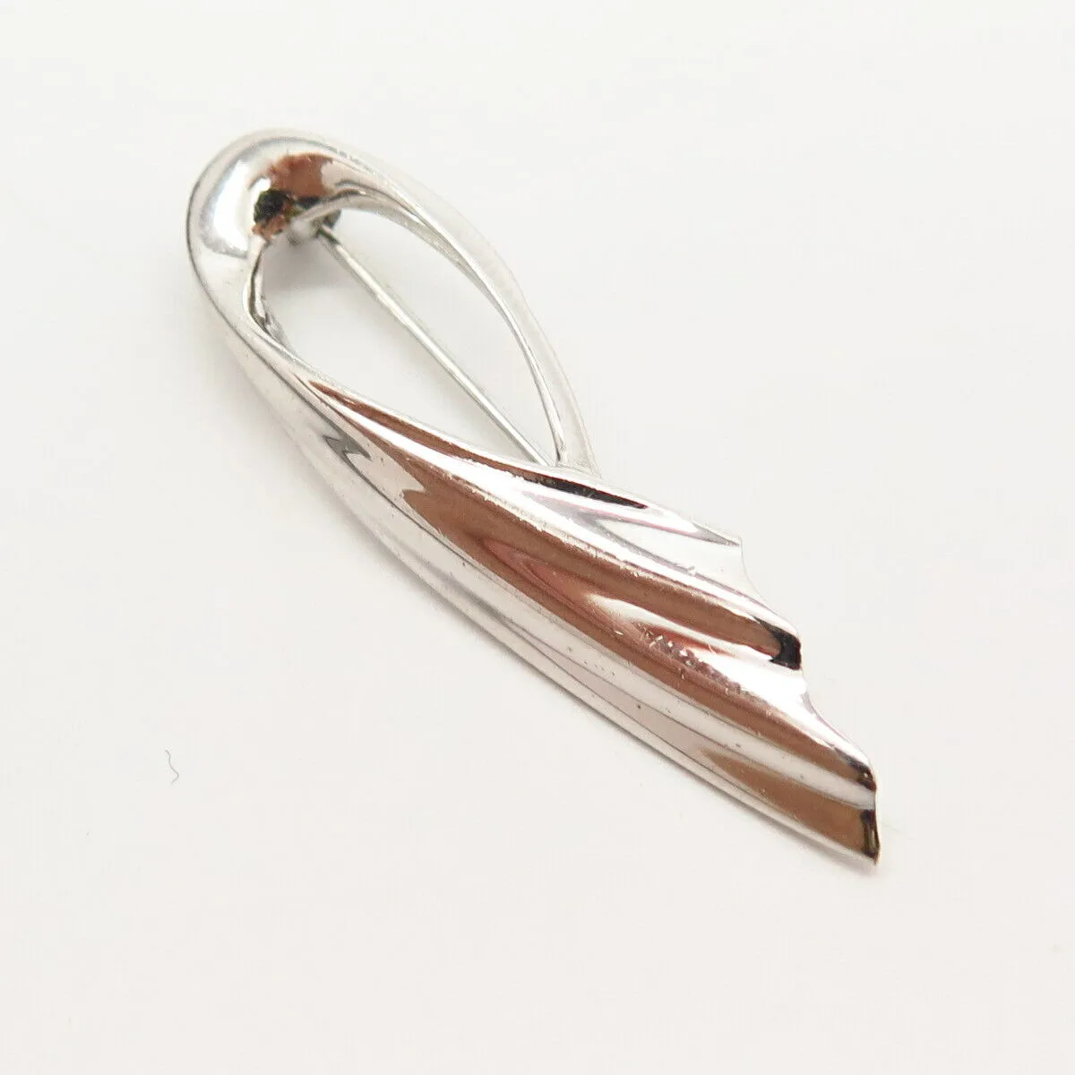 925 Sterling Silver Vintage Danecraft Curved Ribbon Design Pin Brooch