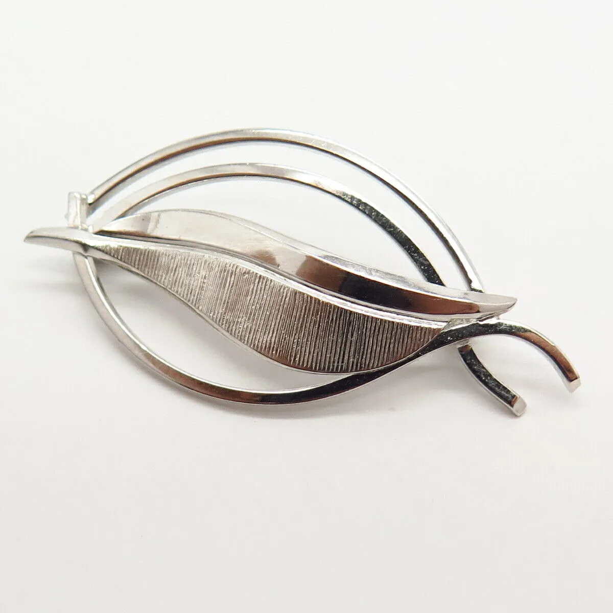 925 Sterling Silver Vintage Leaf Design Pin Brooch
