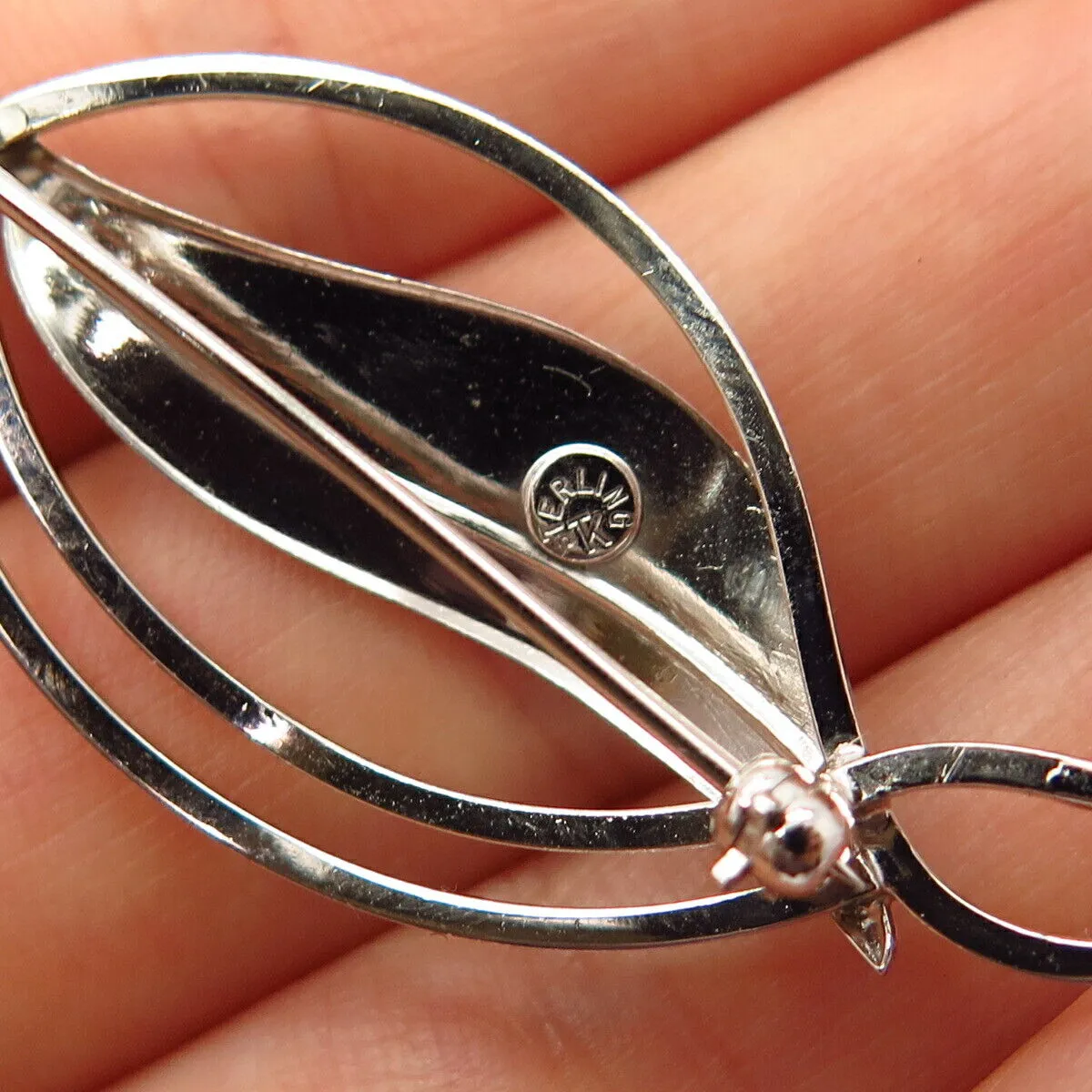 925 Sterling Silver Vintage Leaf Design Pin Brooch