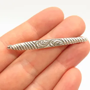 925 Sterling Silver Vintage Ribbed & Swirl Design Pin Brooch