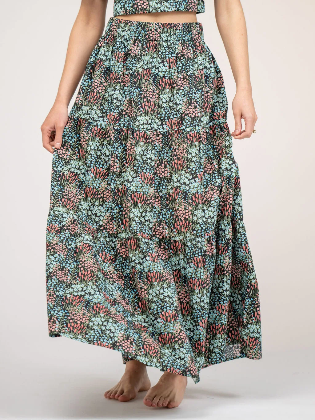 Abby Skirt in Tiny Garden - Black by Beau & Ro