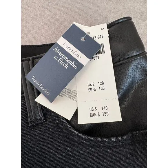 Abercrombie &amp; Fitch Black Jeans 30/10 Curve Love High Rise Vegan Leather Cowgirl