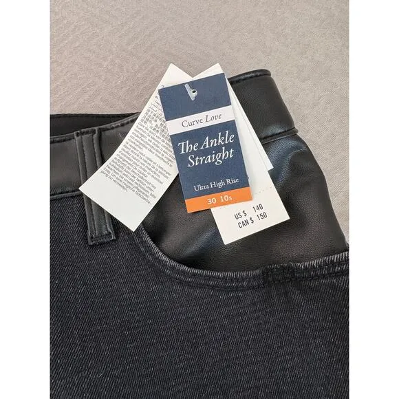 Abercrombie &amp; Fitch Black Jeans 30/10 Curve Love High Rise Vegan Leather Cowgirl
