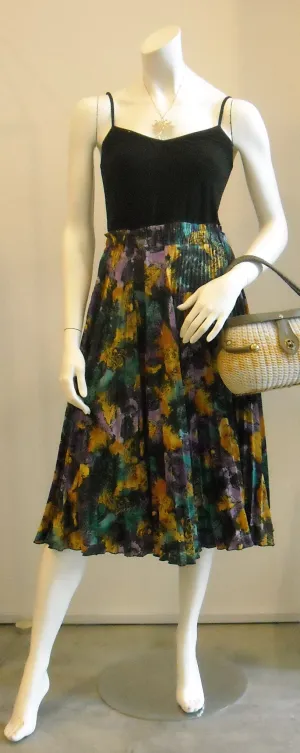 Abstract Watercolors Pleated Vintage Skirt