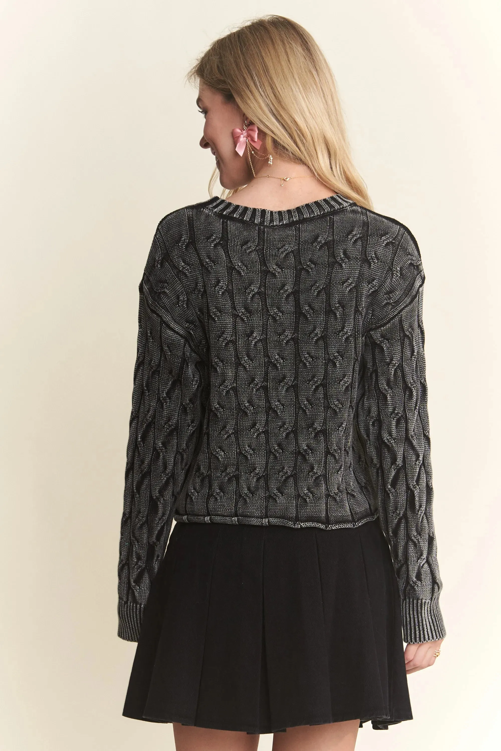 ADORA Cut Edge Detail Mineral Washed Sweater