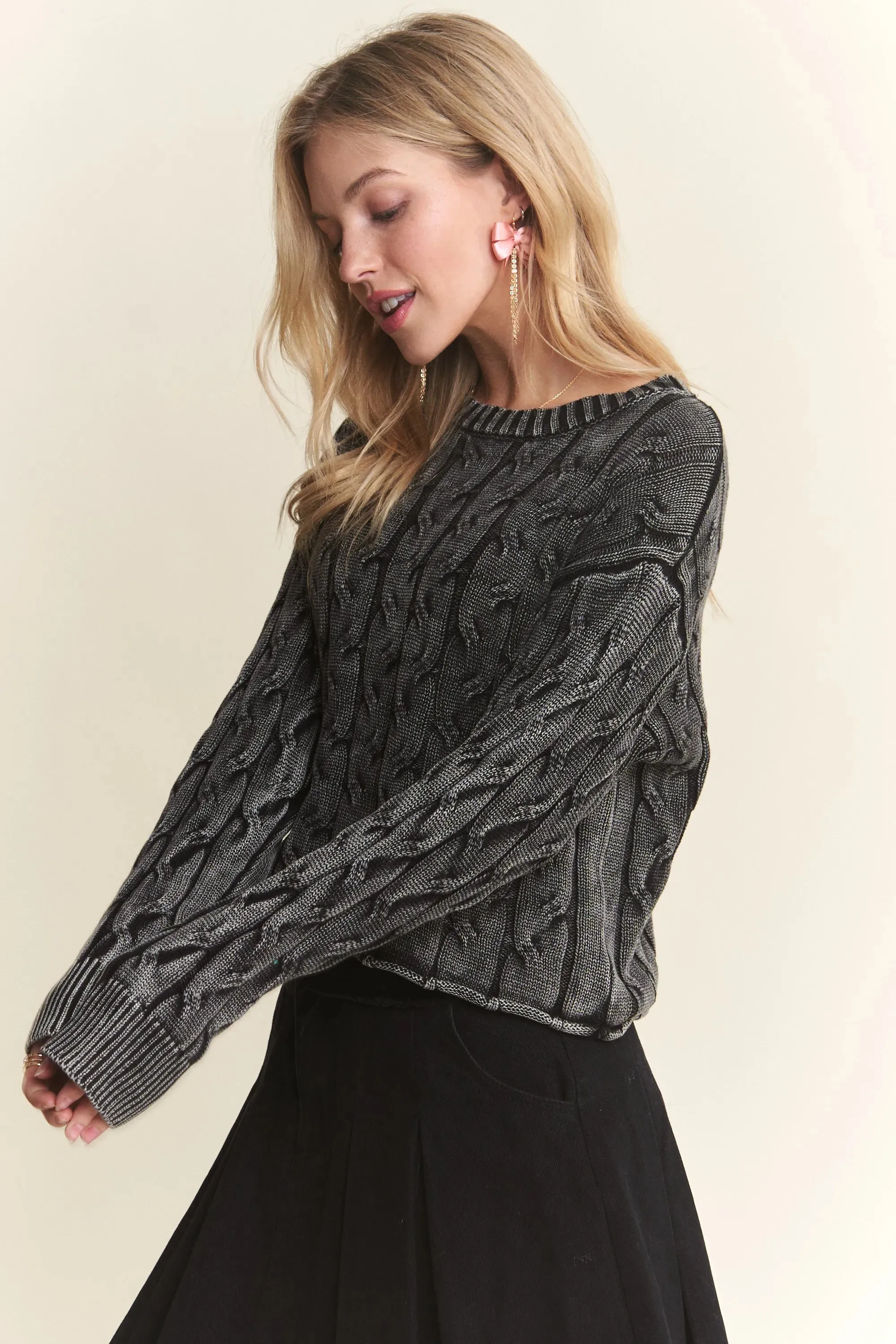 ADORA Cut Edge Detail Mineral Washed Sweater