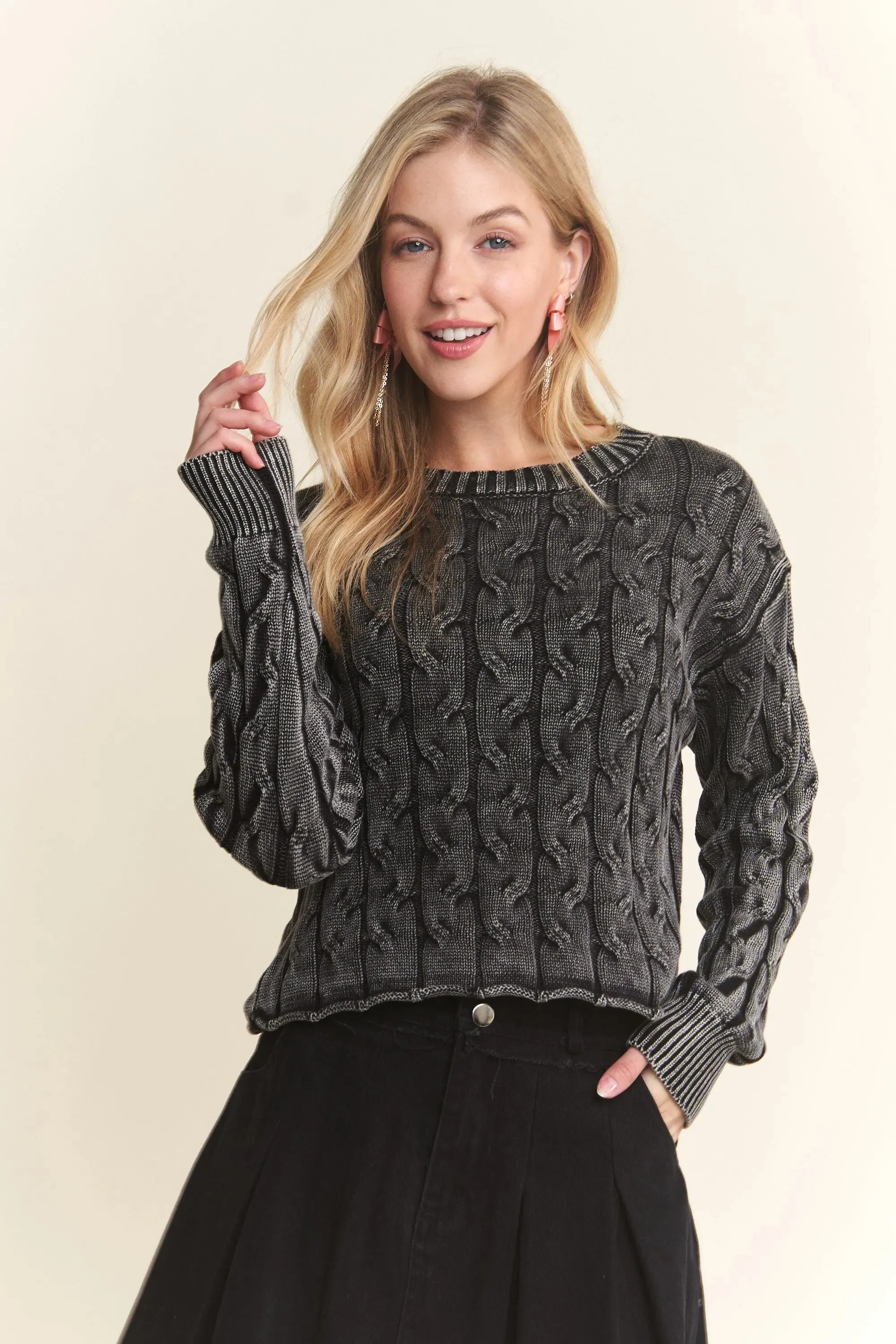 ADORA Cut Edge Detail Mineral Washed Sweater