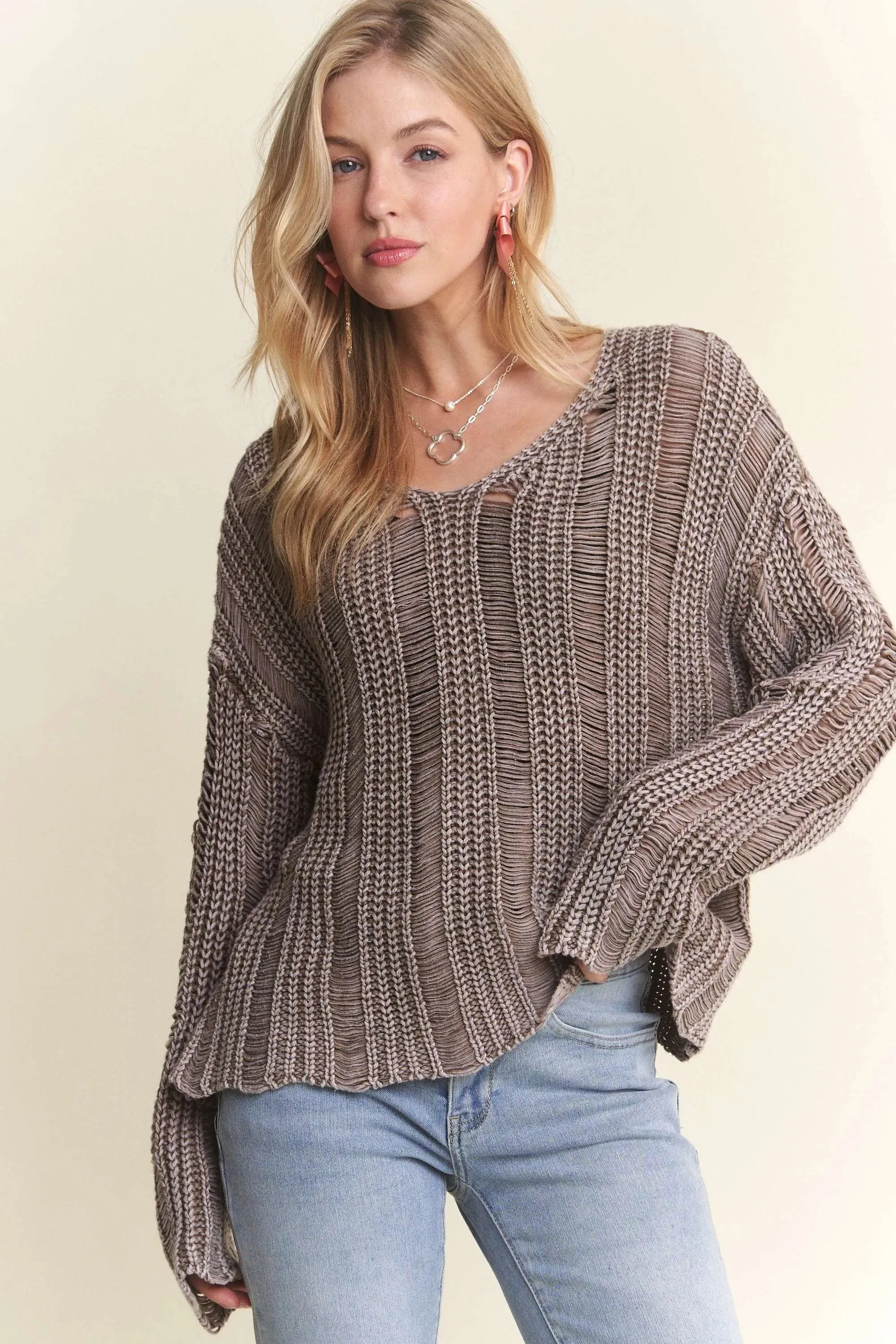 ADORA Distressed Mineral Washed Sweater