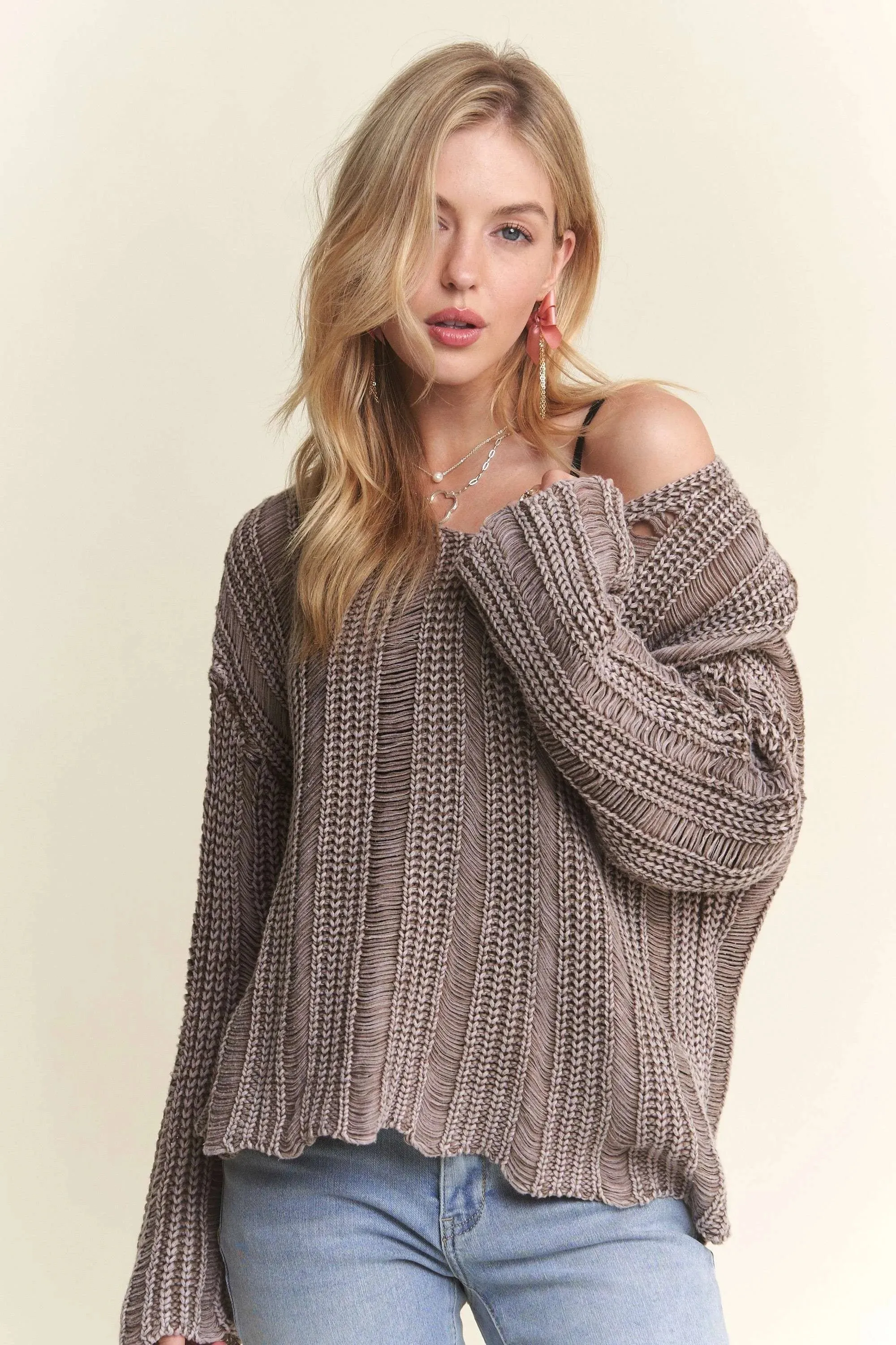 ADORA Distressed Mineral Washed Sweater