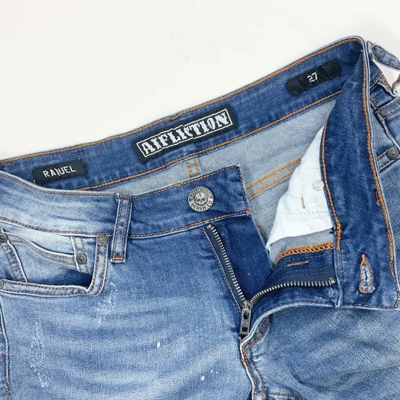 Affliction Raquel Jeans Women's 27 Skinny Grunge Black Premium Distressed Y2K