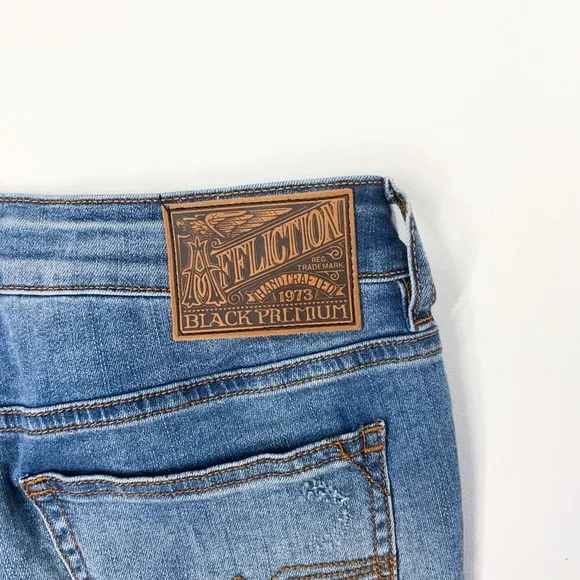 Affliction Raquel Jeans Women's 27 Skinny Grunge Black Premium Distressed Y2K