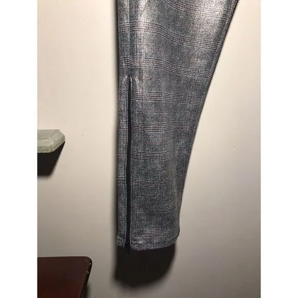 AG Adriano Goldschmied Legging Jeans Ankle Zip Skinny Zip Metallic Plaid 31 NWT