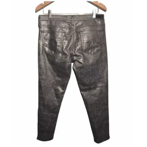 AG Adriano Goldschmied Legging Jeans Ankle Zip Skinny Zip Metallic Plaid 31 NWT