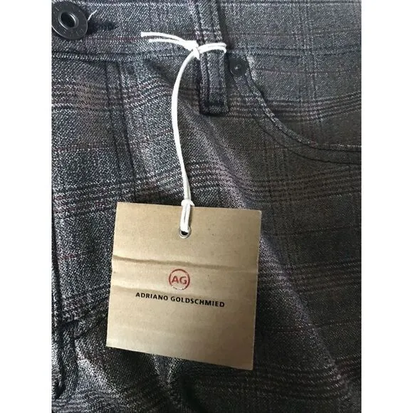 AG Adriano Goldschmied Legging Jeans Ankle Zip Skinny Zip Metallic Plaid 31 NWT