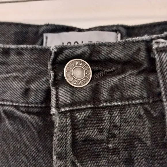 Agolde Jamie Jeans High Rise Button Fly Distressed Black 25