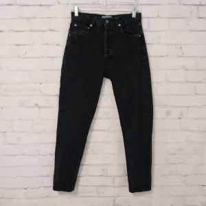 Agolde Jamie Jeans High Rise Button Fly Distressed Black 25