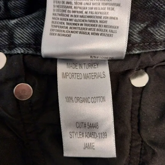 Agolde Jamie Jeans High Rise Button Fly Distressed Black 25