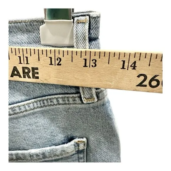 Agolde Riley Crop Jeans Size 25 Light Wash Distressed Hems Button Fly
