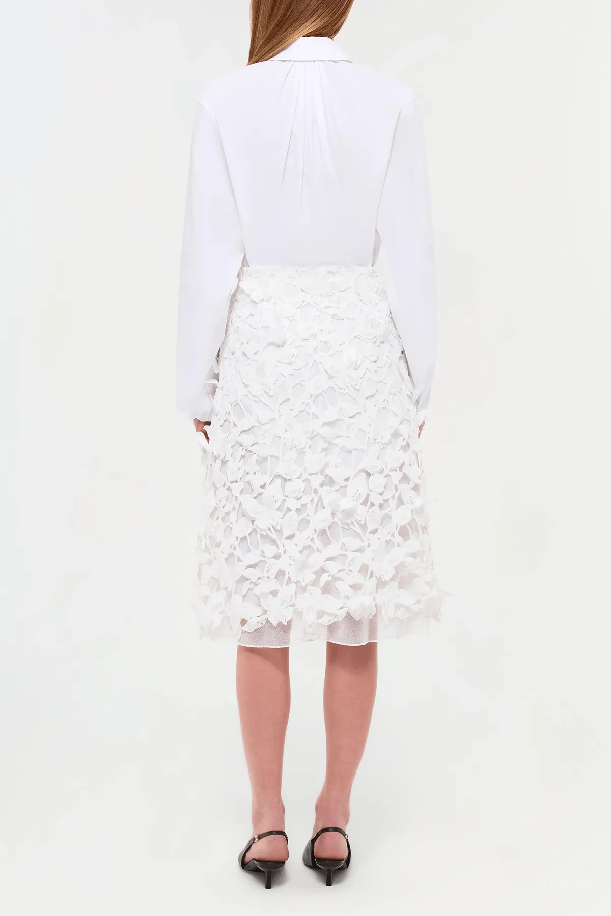 Ambrosia Applique Midi Skirt in White