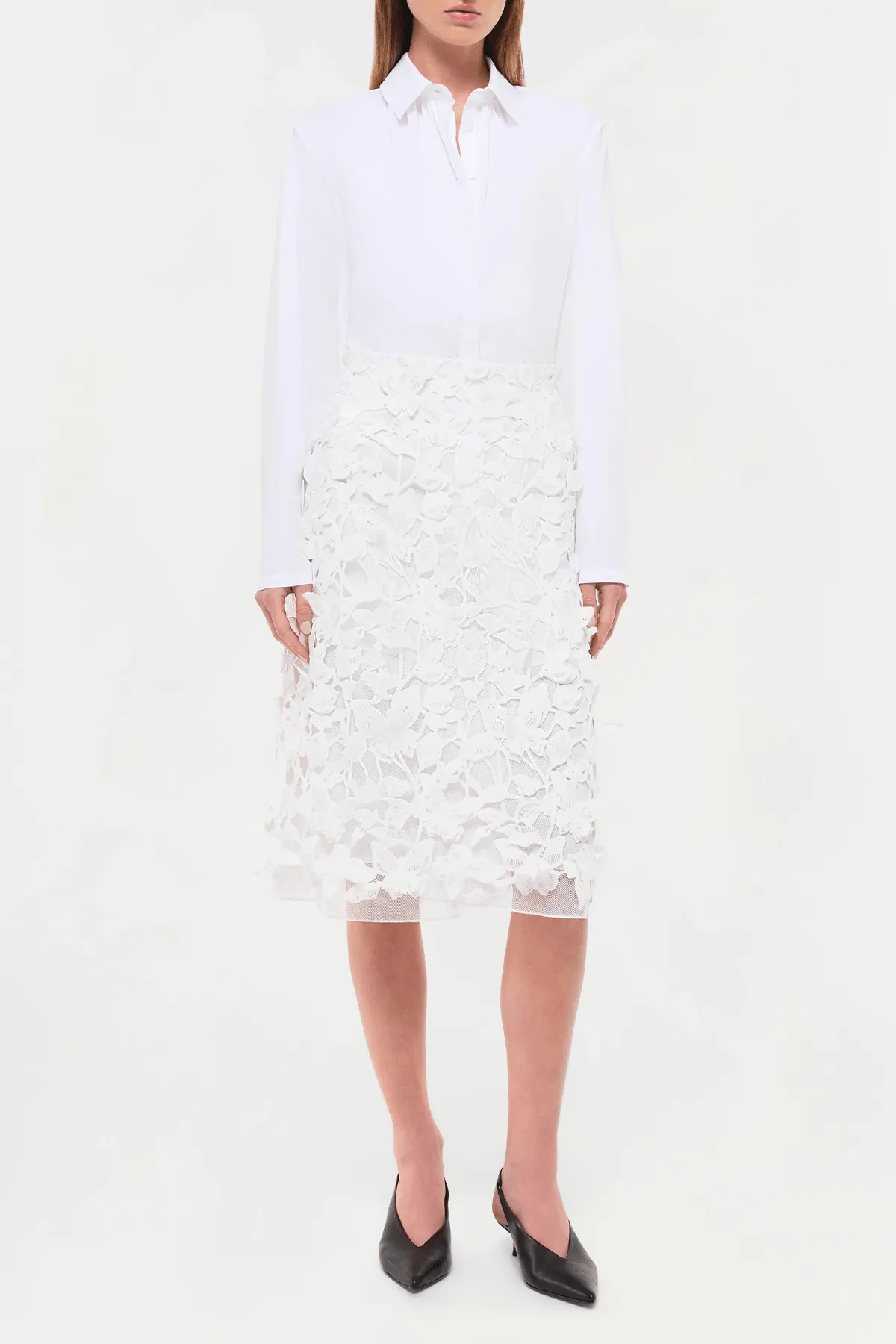 Ambrosia Applique Midi Skirt in White
