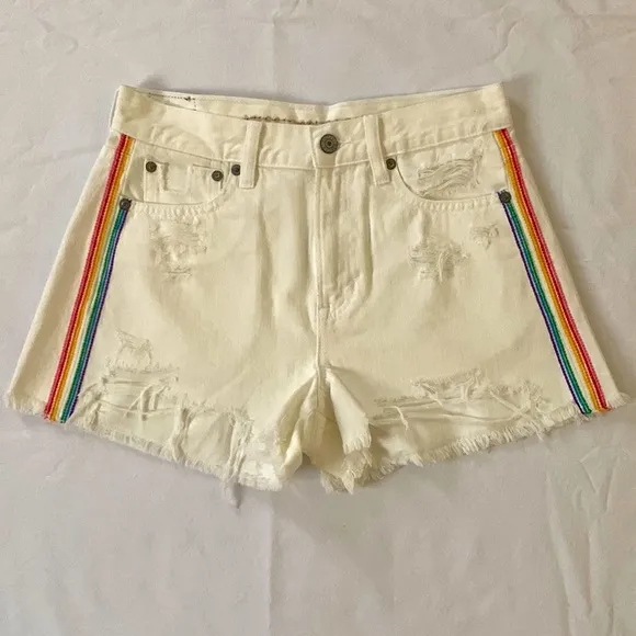 American eagle distressed white jeans booty shorts