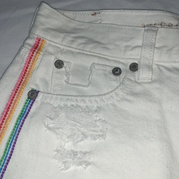 American eagle distressed white jeans booty shorts
